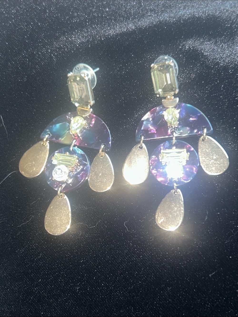 Lia Sophia Iridescent Multicolor Gold-Tone Dangle Earrings